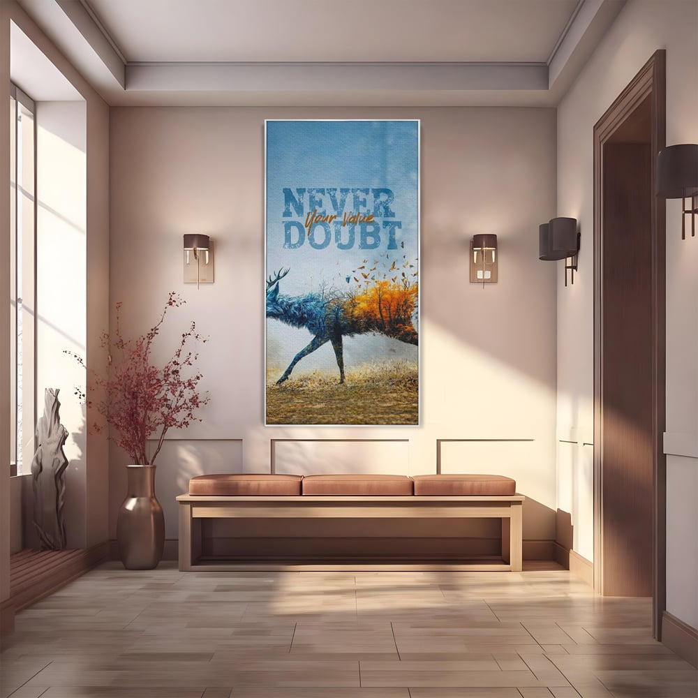 Tablou Canvas Premium, LuxCanva® Q1024, Forta in Tranzitie, Valoare, Putere, Motivational, Cerb, Animal, Natura, Schimbare, Evolutie, Birou, Dormitor