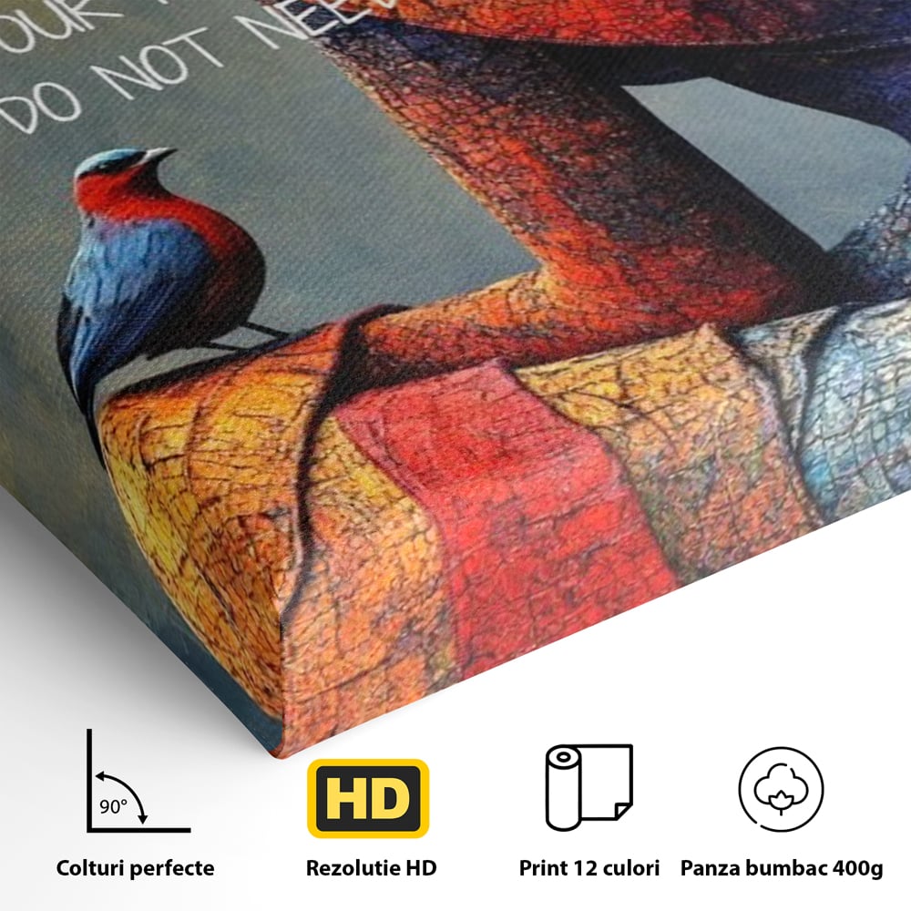 Tablou Canvas Premium, LuxCanva® Q1025, In Ritmul Meu, Pasare, Femeie, Meditatie, Mesaj, Identitate, Echilibru, Inspiratie, Motivatie, Birou, Dormitor