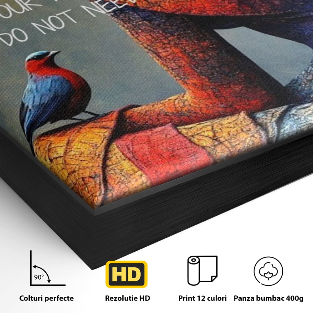 Tablou Canvas Premium, LuxCanva® Q1025, In Ritmul Meu, Pasare, Femeie, Meditatie, Mesaj, Identitate, Echilibru, Inspiratie, Motivatie, Birou, Dormitor