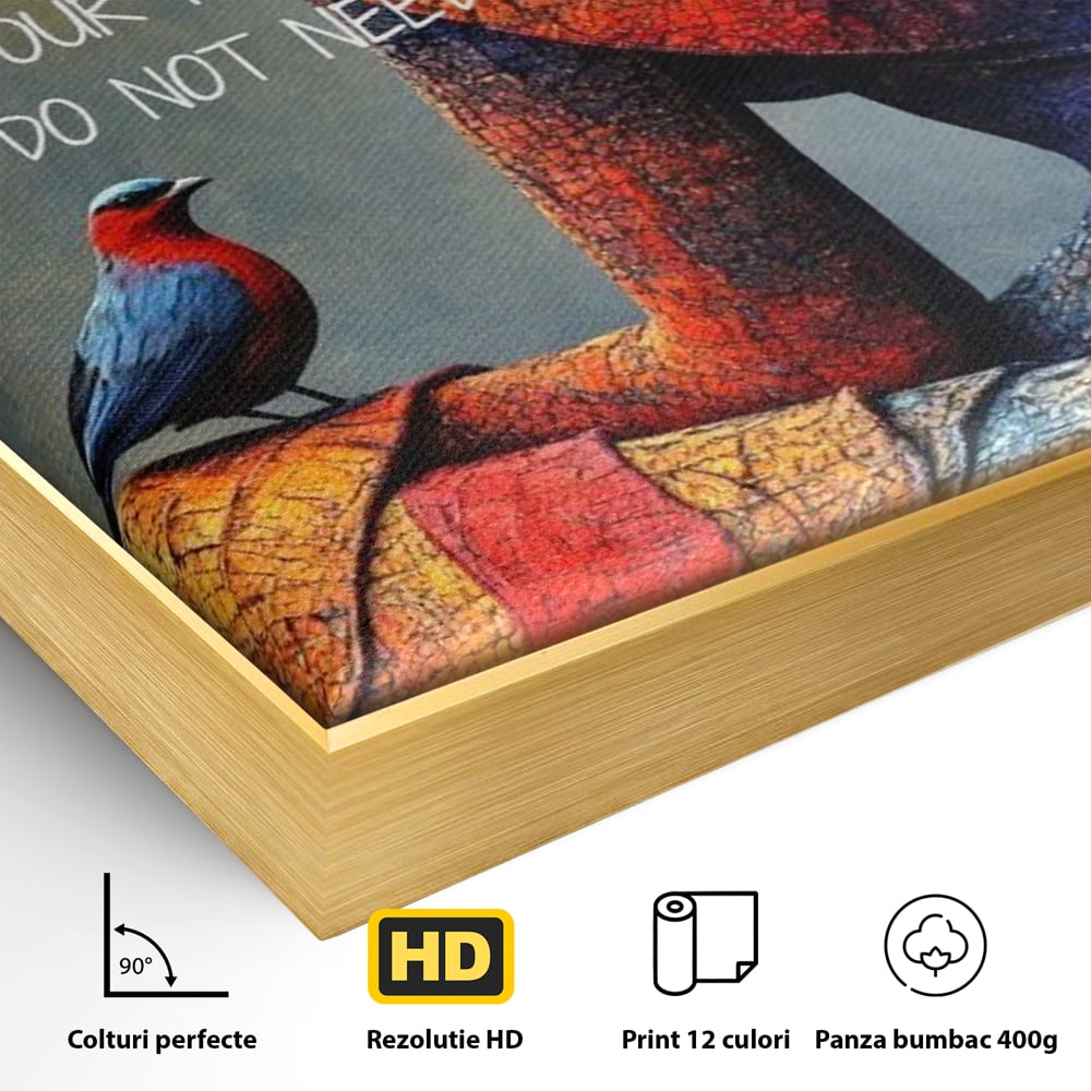 Tablou Canvas Premium, LuxCanva® Q1025, In Ritmul Meu, Pasare, Femeie, Meditatie, Mesaj, Identitate, Echilibru, Inspiratie, Motivatie, Birou, Dormitor