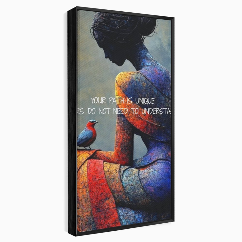 Tablou Canvas Premium, LuxCanva® Q1025, In Ritmul Meu, Pasare, Femeie, Meditatie, Mesaj, Identitate, Echilibru, Inspiratie, Motivatie, Birou, Dormitor