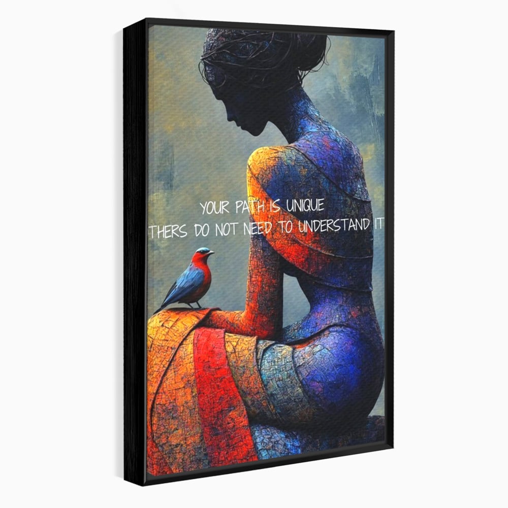 Tablou Canvas Premium, LuxCanva® Q1025, In Ritmul Meu, Pasare, Femeie, Meditatie, Mesaj, Identitate, Echilibru, Inspiratie, Motivatie, Birou, Dormitor