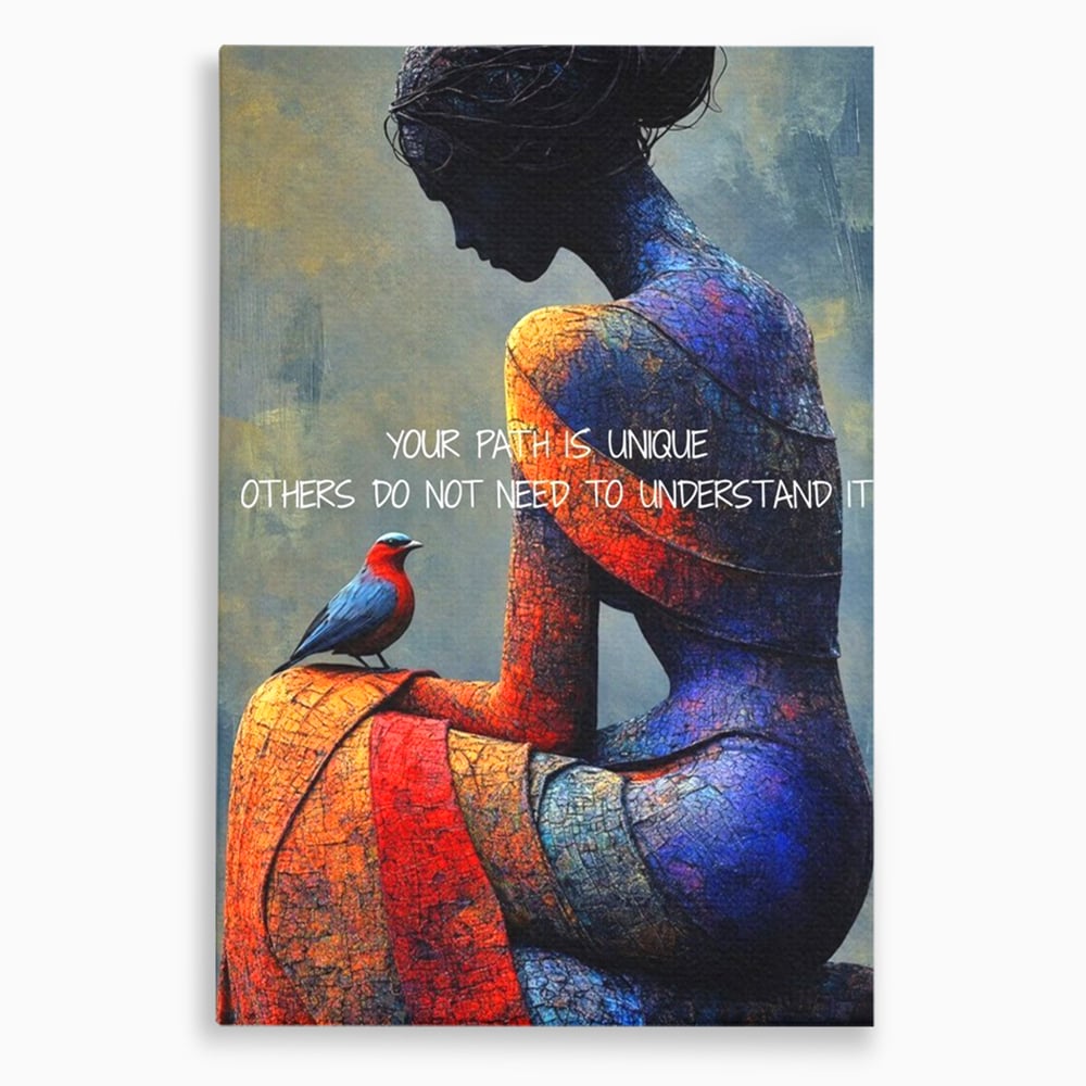 Tablou Canvas Premium, LuxCanva® Q1025, In Ritmul Meu, Pasare, Femeie, Meditatie, Mesaj, Identitate, Echilibru, Inspiratie, Motivatie, Birou, Dormitor