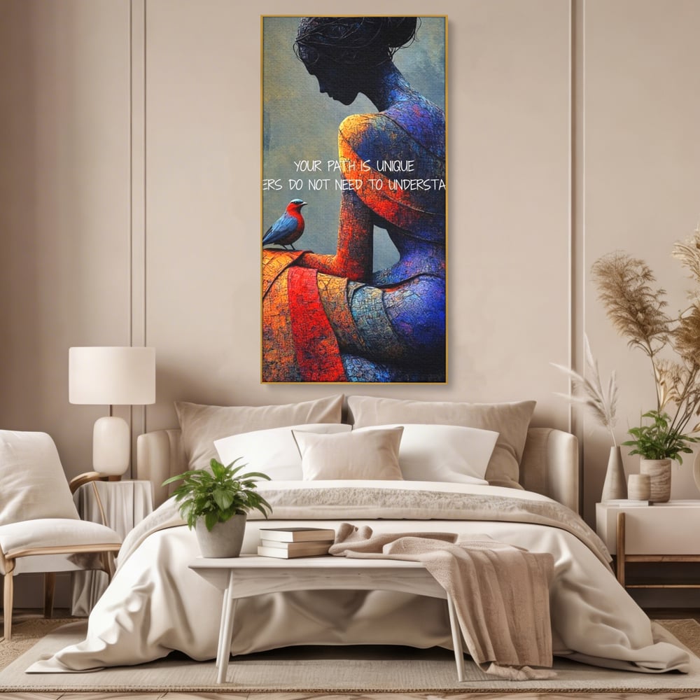 Tablou Canvas Premium, LuxCanva® Q1025, In Ritmul Meu, Pasare, Femeie, Meditatie, Mesaj, Identitate, Echilibru, Inspiratie, Motivatie, Birou, Dormitor