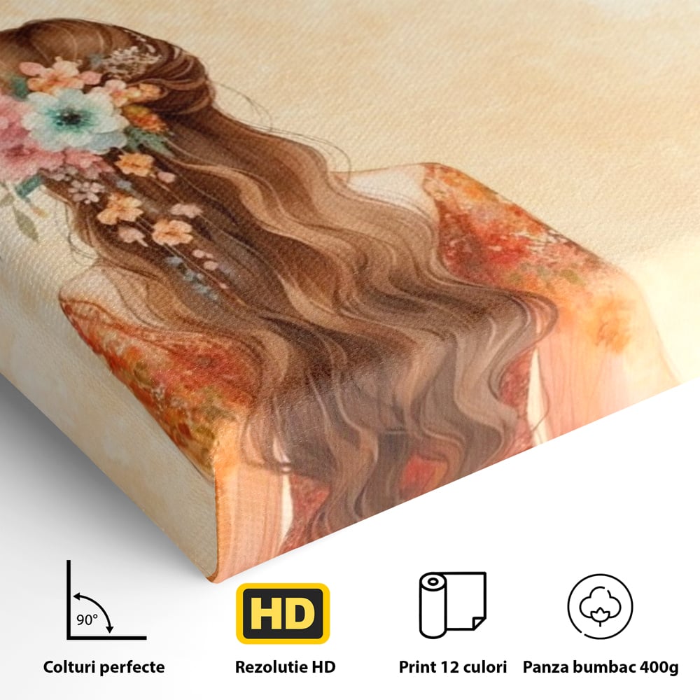 Tablou Canvas Premium, LuxCanva® Q1026, Unic prin Natura, Unicitate, Suflet, Echilibru, Delicatete, Feminitate, Curaj, Floral, Armonie, Birou, Dormitor