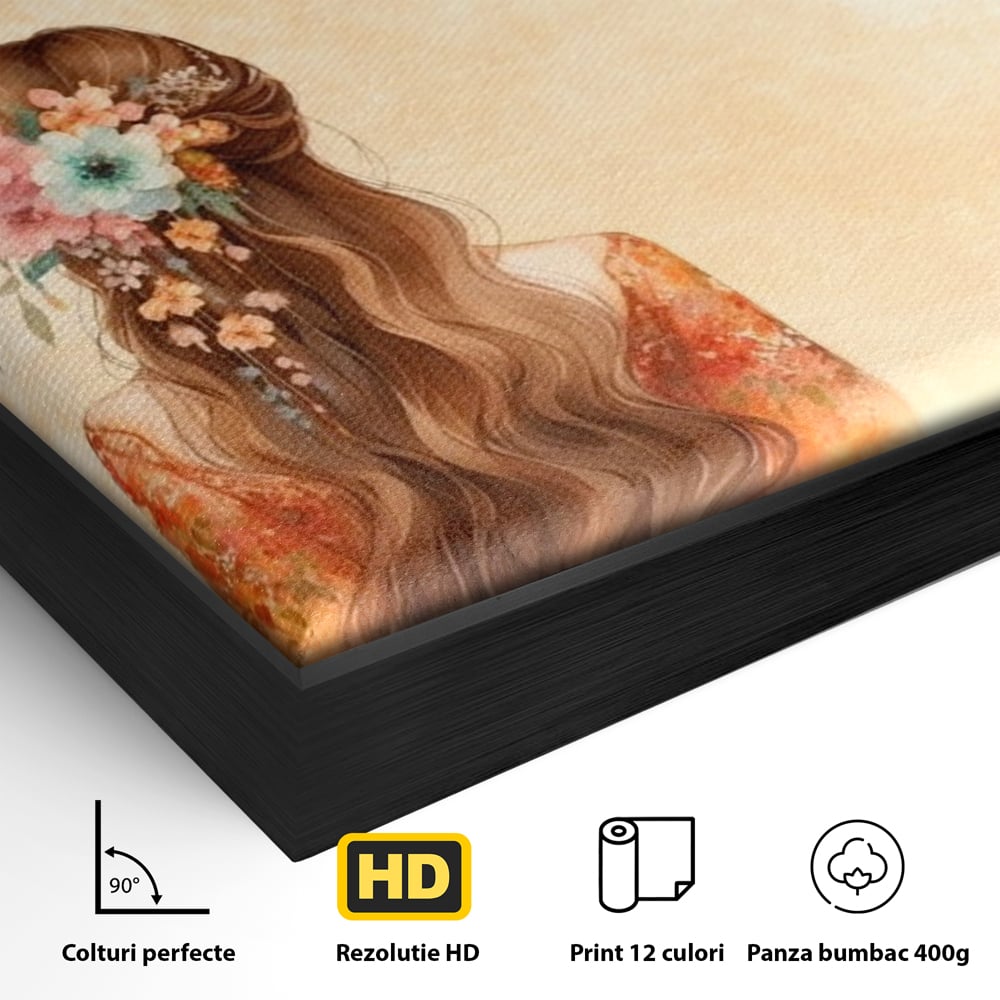 Tablou Canvas Premium, LuxCanva® Q1026, Unic prin Natura, Unicitate, Suflet, Echilibru, Delicatete, Feminitate, Curaj, Floral, Armonie, Birou, Dormitor