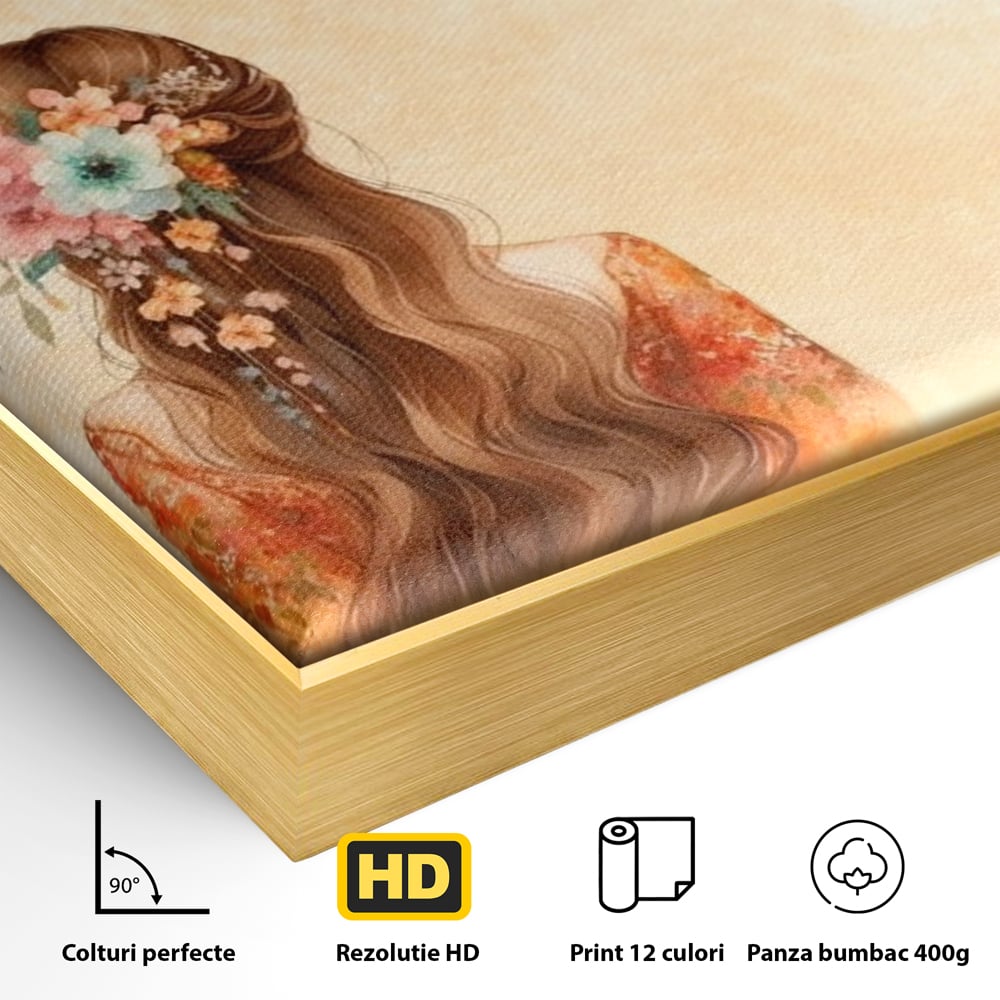 Tablou Canvas Premium, LuxCanva® Q1026, Unic prin Natura, Unicitate, Suflet, Echilibru, Delicatete, Feminitate, Curaj, Floral, Armonie, Birou, Dormitor