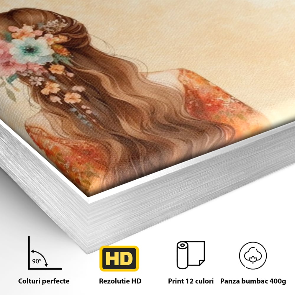 Tablou Canvas Premium, LuxCanva® Q1026, Unic prin Natura, Unicitate, Suflet, Echilibru, Delicatete, Feminitate, Curaj, Floral, Armonie, Birou, Dormitor