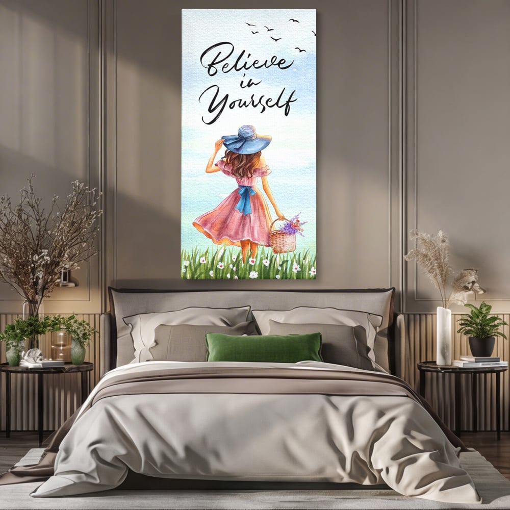 Tablou Canvas Premium, LuxCanva® Q1027, Drumul Increderii, Credinta, Curaj, Vis, Inspiratie, Mesaj, Natura, Flori, Feminin, Motivatie, Vointa, Birou, Dormitor