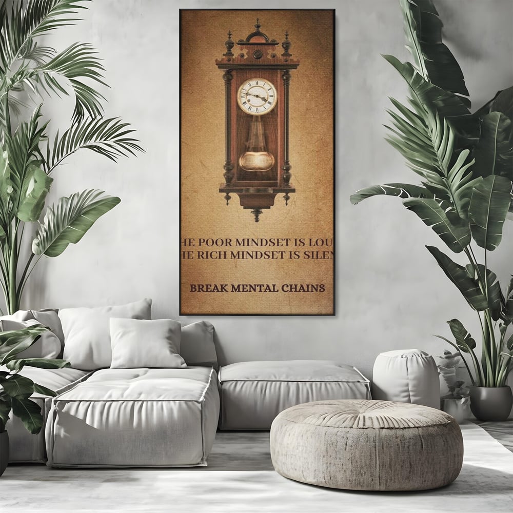 Tablou Canvas Premium, LuxCanva® Q1028, Stapan pe Ganduri, Ceas, Timp, Vintage, Mesaj, Motivational, Control, Decizie, Destin, Birou, Dormitor