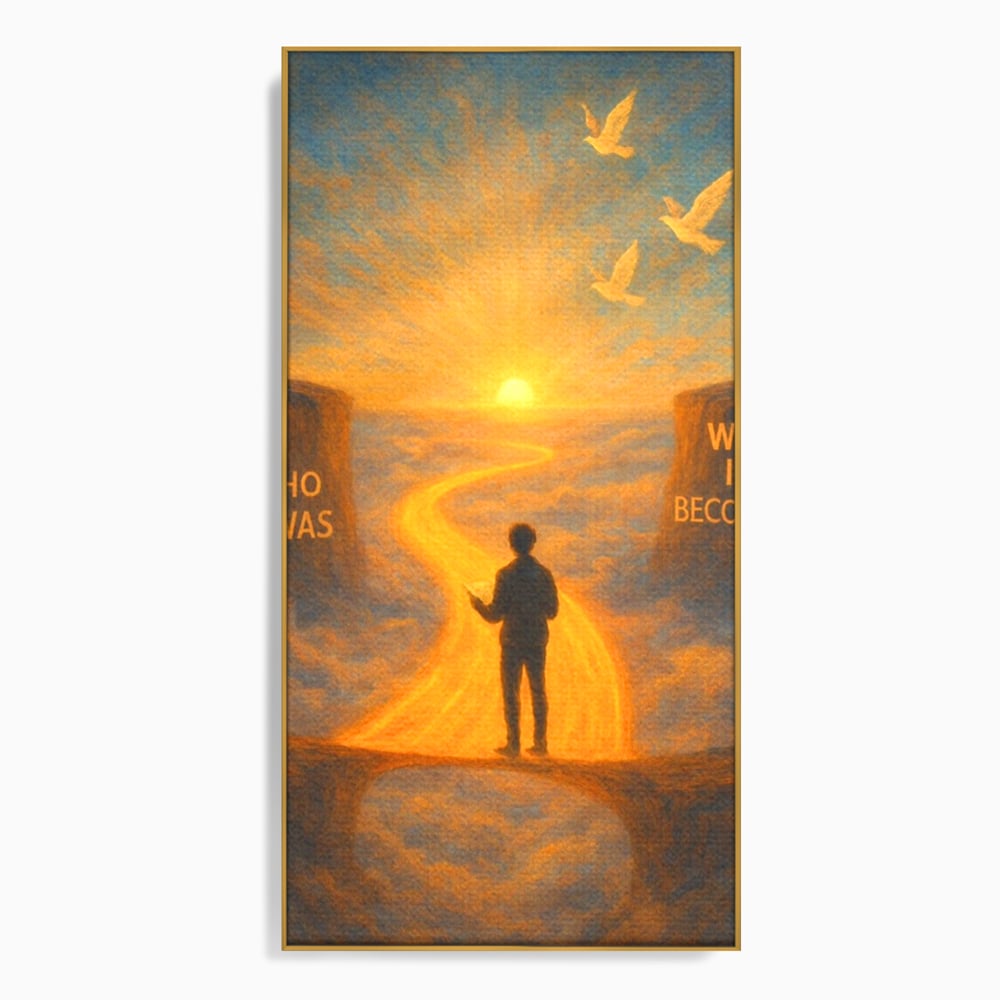 Tablou Canvas Premium, LuxCanva® Q1029, Drumul Schimbarii, Mesaj, Motivatie, Calatorie, Destin, Pasari, Armonie, Evolutie, Lumina, Birou, Dormitor