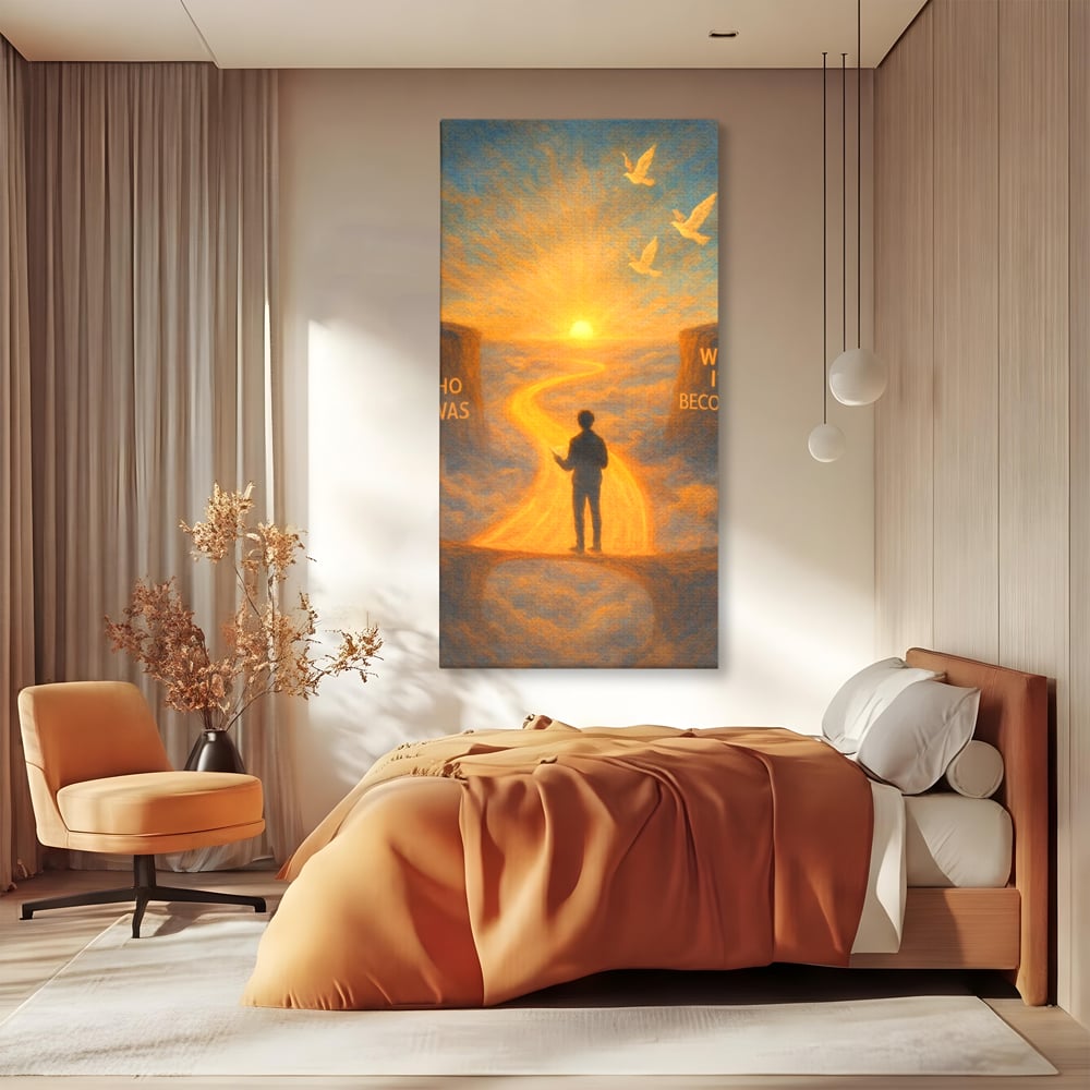 Tablou Canvas Premium, LuxCanva® Q1029, Drumul Schimbarii, Mesaj, Motivatie, Calatorie, Destin, Pasari, Armonie, Evolutie, Lumina, Birou, Dormitor