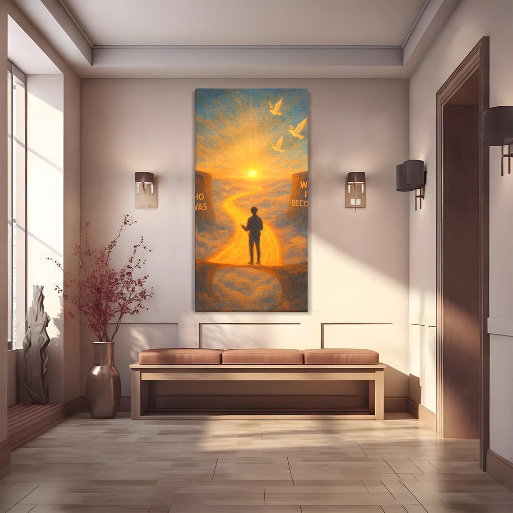 Tablou Canvas Premium, LuxCanva® Q1029, Drumul Schimbarii, Mesaj, Motivatie, Calatorie, Destin, Pasari, Armonie, Evolutie, Lumina, Birou, Dormitor