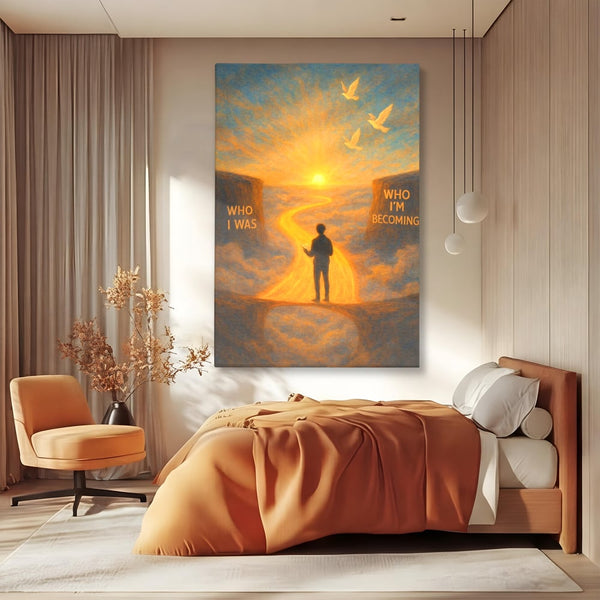 Tablou Canvas Premium, LuxCanva® Q1029, Drumul Schimbarii, Mesaj, Motivatie, Calatorie, Destin, Pasari, Armonie, Evolutie, Lumina, Birou, Dormitor