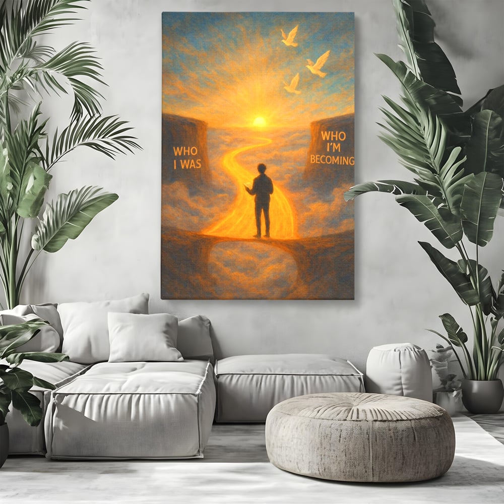 Tablou Canvas Premium, LuxCanva® Q1029, Drumul Schimbarii, Mesaj, Motivatie, Calatorie, Destin, Pasari, Armonie, Evolutie, Lumina, Birou, Dormitor