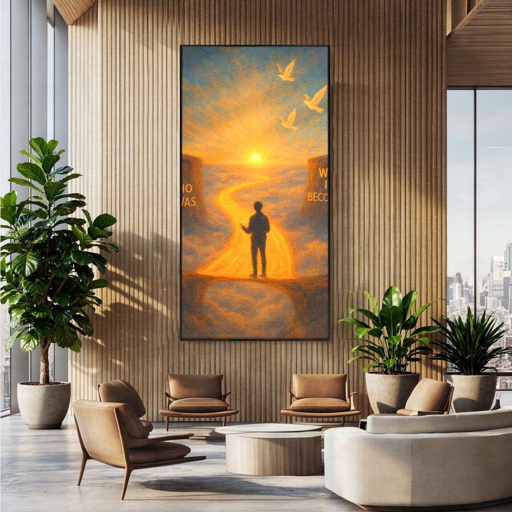 Tablou Canvas Premium, LuxCanva® Q1029, Drumul Schimbarii, Mesaj, Motivatie, Calatorie, Destin, Pasari, Armonie, Evolutie, Lumina, Birou, Dormitor