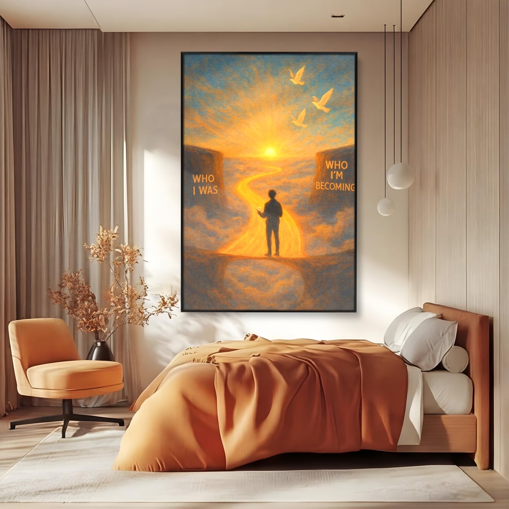 Tablou Canvas Premium, LuxCanva® Q1029, Drumul Schimbarii, Mesaj, Motivatie, Calatorie, Destin, Pasari, Armonie, Evolutie, Lumina, Birou, Dormitor