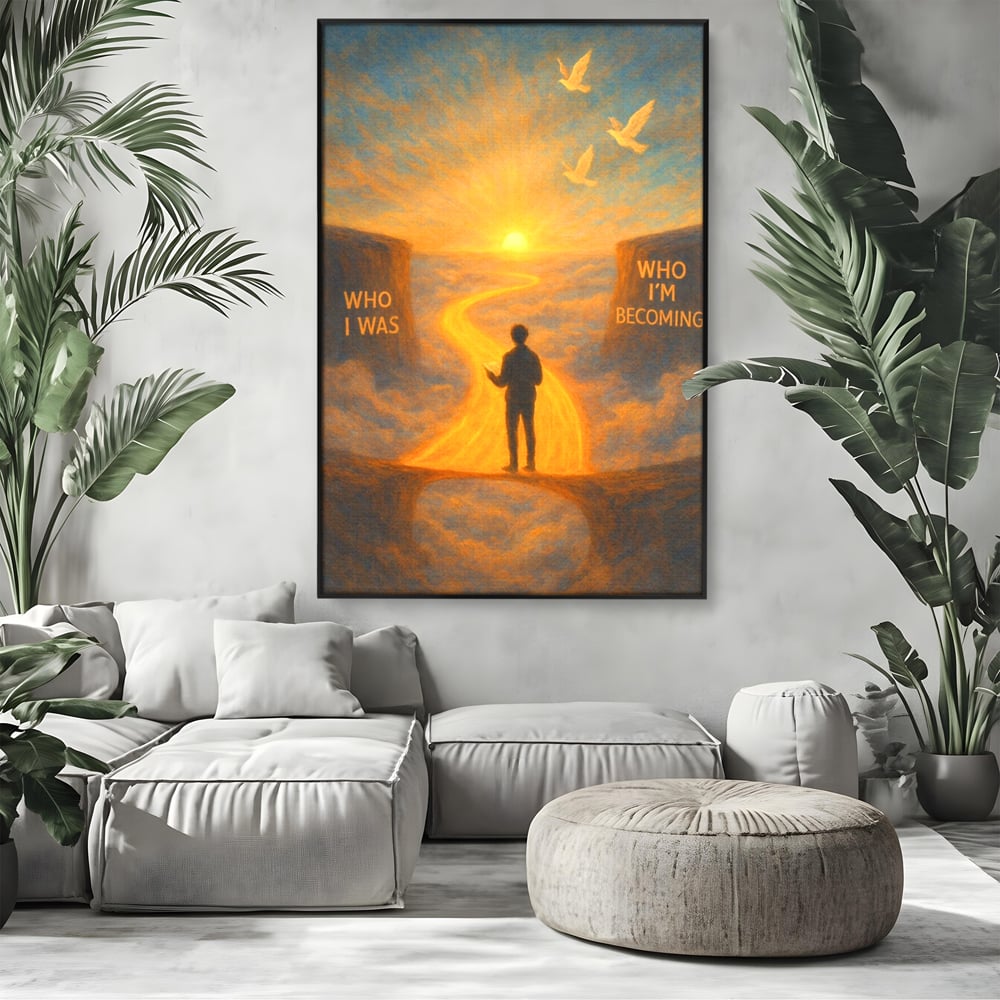 Tablou Canvas Premium, LuxCanva® Q1029, Drumul Schimbarii, Mesaj, Motivatie, Calatorie, Destin, Pasari, Armonie, Evolutie, Lumina, Birou, Dormitor