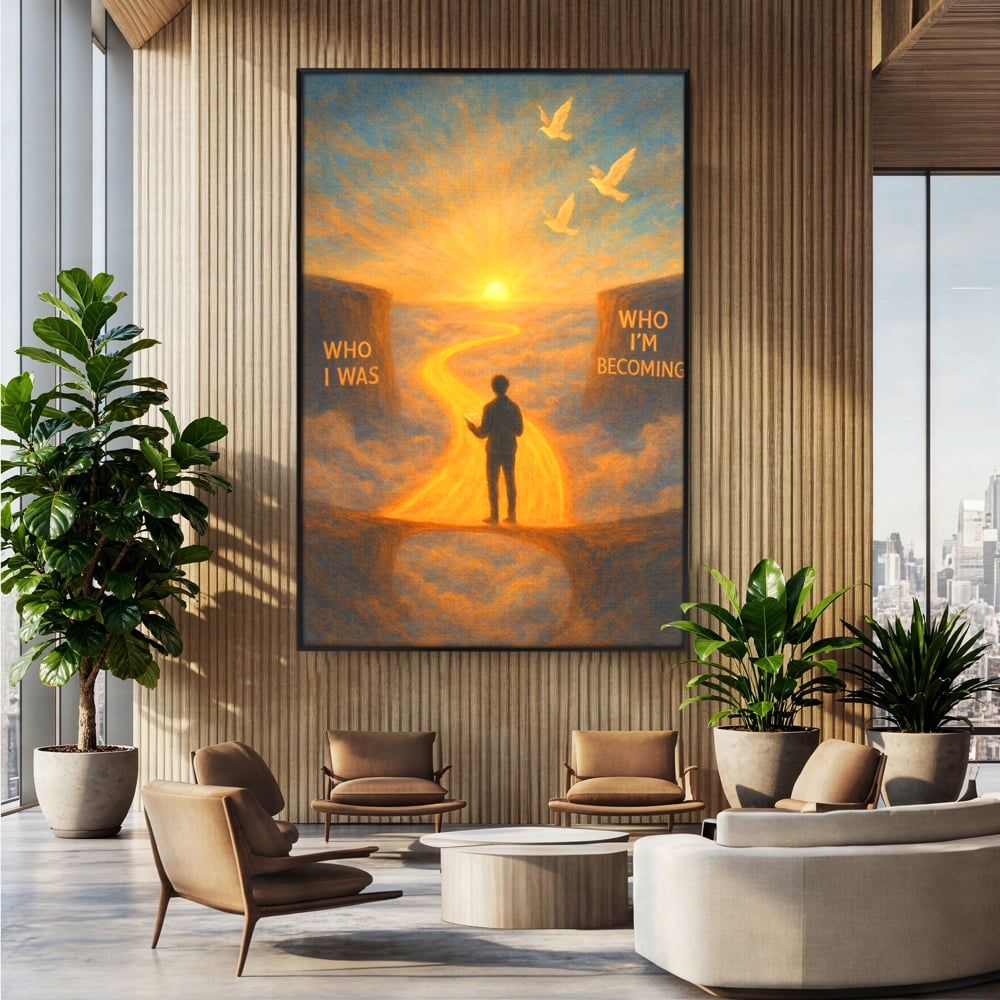 Tablou Canvas Premium, LuxCanva® Q1029, Drumul Schimbarii, Mesaj, Motivatie, Calatorie, Destin, Pasari, Armonie, Evolutie, Lumina, Birou, Dormitor