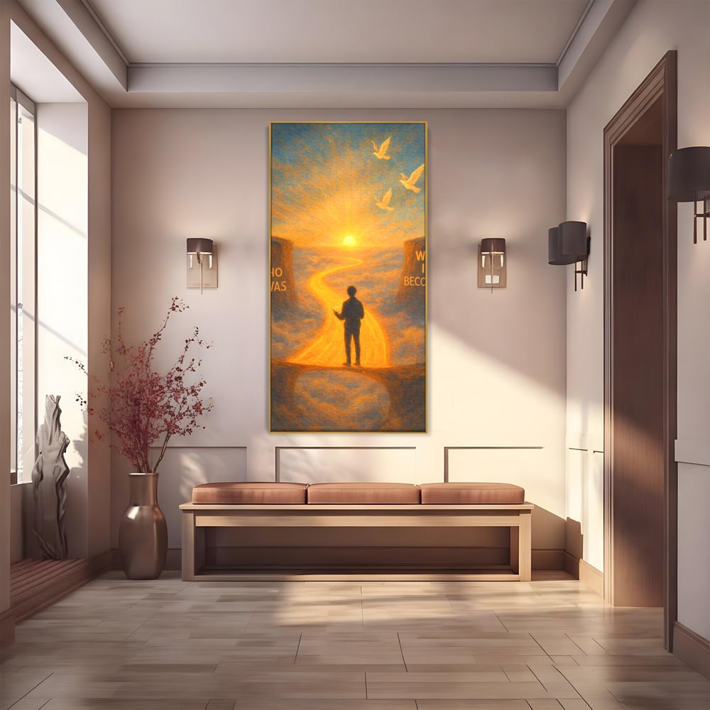 Tablou Canvas Premium, LuxCanva® Q1029, Drumul Schimbarii, Mesaj, Motivatie, Calatorie, Destin, Pasari, Armonie, Evolutie, Lumina, Birou, Dormitor