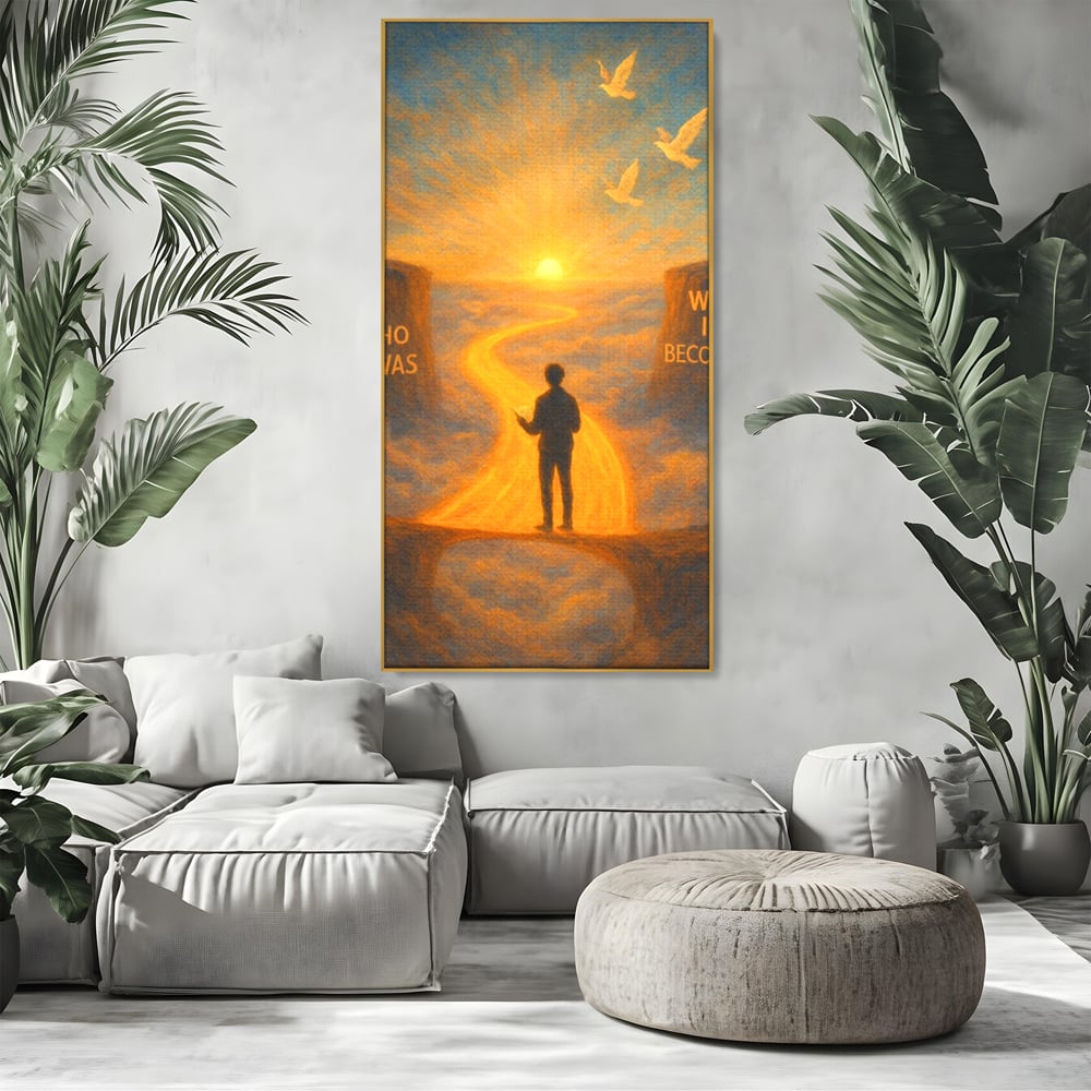 Tablou Canvas Premium, LuxCanva® Q1029, Drumul Schimbarii, Mesaj, Motivatie, Calatorie, Destin, Pasari, Armonie, Evolutie, Lumina, Birou, Dormitor