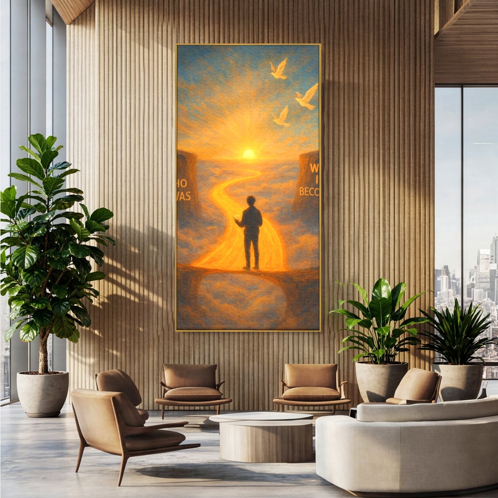 Tablou Canvas Premium, LuxCanva® Q1029, Drumul Schimbarii, Mesaj, Motivatie, Calatorie, Destin, Pasari, Armonie, Evolutie, Lumina, Birou, Dormitor
