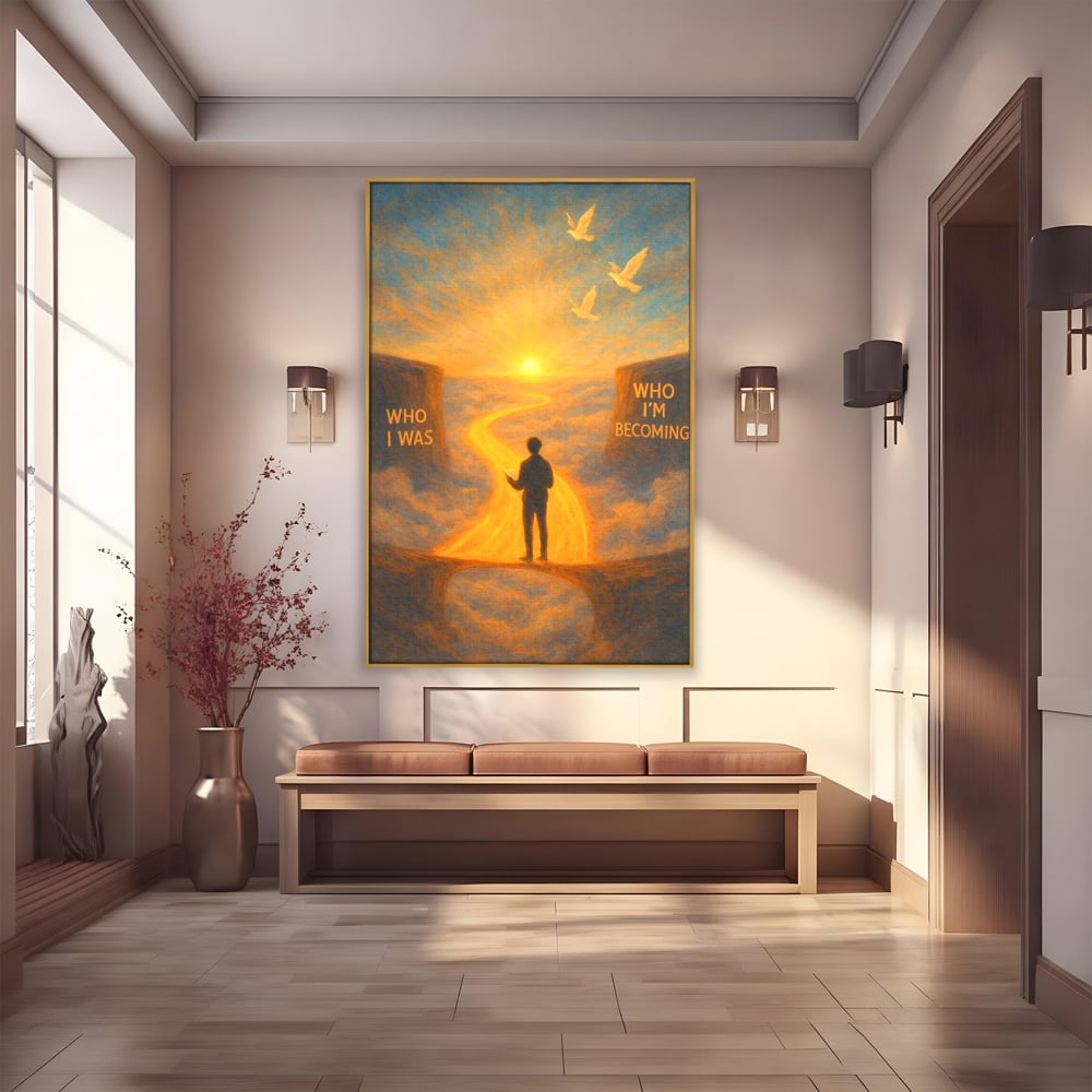Tablou Canvas Premium, LuxCanva® Q1029, Drumul Schimbarii, Mesaj, Motivatie, Calatorie, Destin, Pasari, Armonie, Evolutie, Lumina, Birou, Dormitor