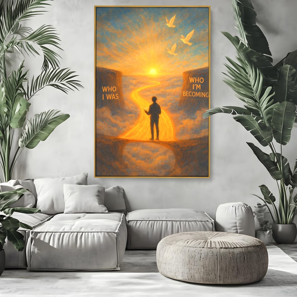 Tablou Canvas Premium, LuxCanva® Q1029, Drumul Schimbarii, Mesaj, Motivatie, Calatorie, Destin, Pasari, Armonie, Evolutie, Lumina, Birou, Dormitor
