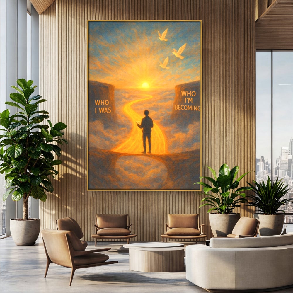 Tablou Canvas Premium, LuxCanva® Q1029, Drumul Schimbarii, Mesaj, Motivatie, Calatorie, Destin, Pasari, Armonie, Evolutie, Lumina, Birou, Dormitor