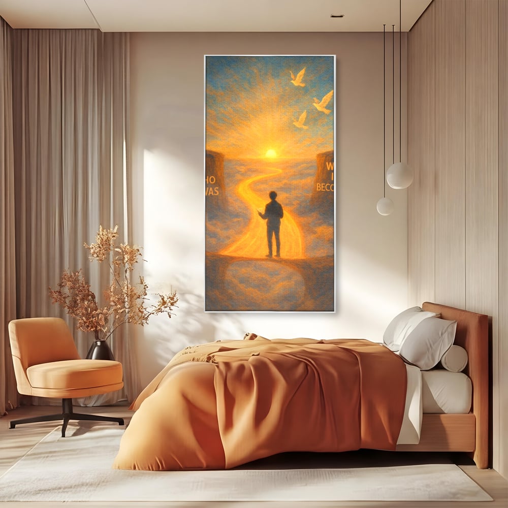 Tablou Canvas Premium, LuxCanva® Q1029, Drumul Schimbarii, Mesaj, Motivatie, Calatorie, Destin, Pasari, Armonie, Evolutie, Lumina, Birou, Dormitor