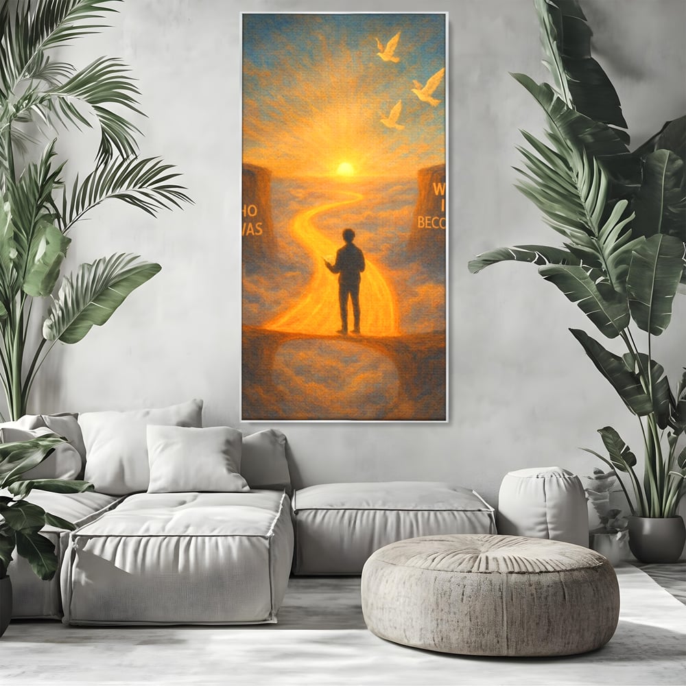 Tablou Canvas Premium, LuxCanva® Q1029, Drumul Schimbarii, Mesaj, Motivatie, Calatorie, Destin, Pasari, Armonie, Evolutie, Lumina, Birou, Dormitor
