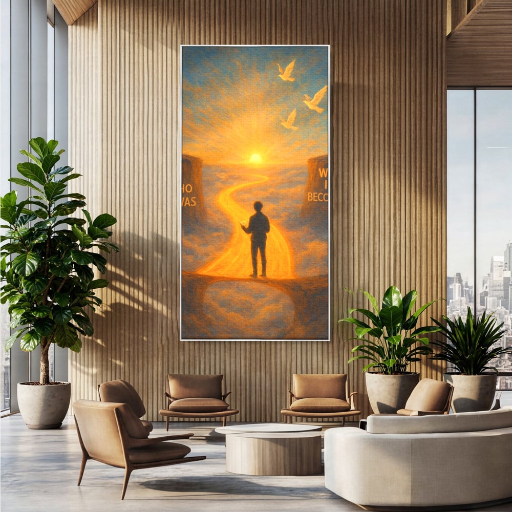 Tablou Canvas Premium, LuxCanva® Q1029, Drumul Schimbarii, Mesaj, Motivatie, Calatorie, Destin, Pasari, Armonie, Evolutie, Lumina, Birou, Dormitor