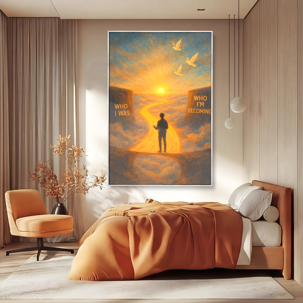 Tablou Canvas Premium, LuxCanva® Q1029, Drumul Schimbarii, Mesaj, Motivatie, Calatorie, Destin, Pasari, Armonie, Evolutie, Lumina, Birou, Dormitor