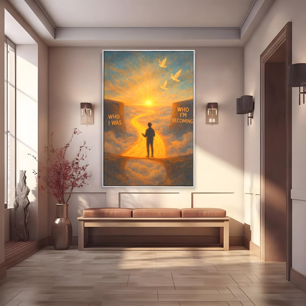 Tablou Canvas Premium, LuxCanva® Q1029, Drumul Schimbarii, Mesaj, Motivatie, Calatorie, Destin, Pasari, Armonie, Evolutie, Lumina, Birou, Dormitor