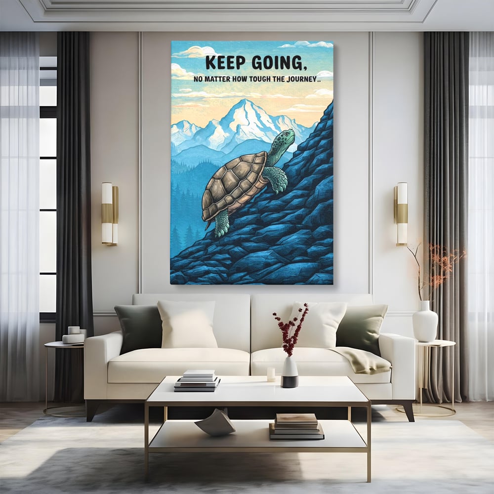 Tablou Canvas Premium, LuxCanva® Q1030, Calea Succesului, Testoasa, Munte, Forta, Vointa, Calatorie, Lupta, Rabadre, Progres, Birou, Dormitor