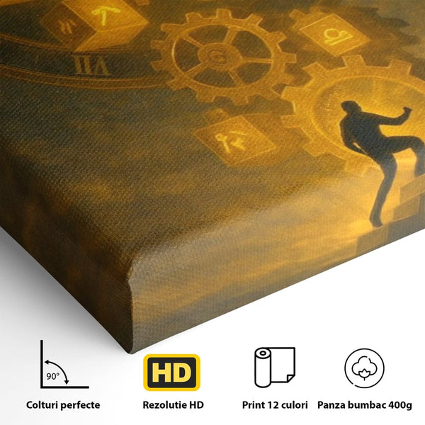 Tablou Canvas Premium, LuxCanva® Q1031, Rabdare si Actiune, Timp, Progres, Efort, Ambitie, Evolutie, Munca, Strategie, Birou, Dormitor
