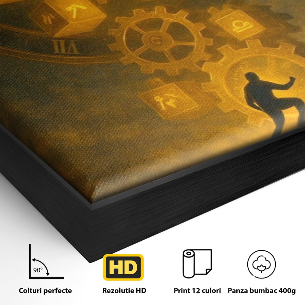Tablou Canvas Premium, LuxCanva® Q1031, Rabdare si Actiune, Timp, Progres, Efort, Ambitie, Evolutie, Munca, Strategie, Birou, Dormitor