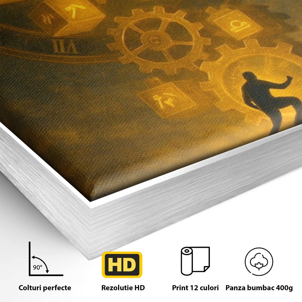Tablou Canvas Premium, LuxCanva® Q1031, Rabdare si Actiune, Timp, Progres, Efort, Ambitie, Evolutie, Munca, Strategie, Birou, Dormitor