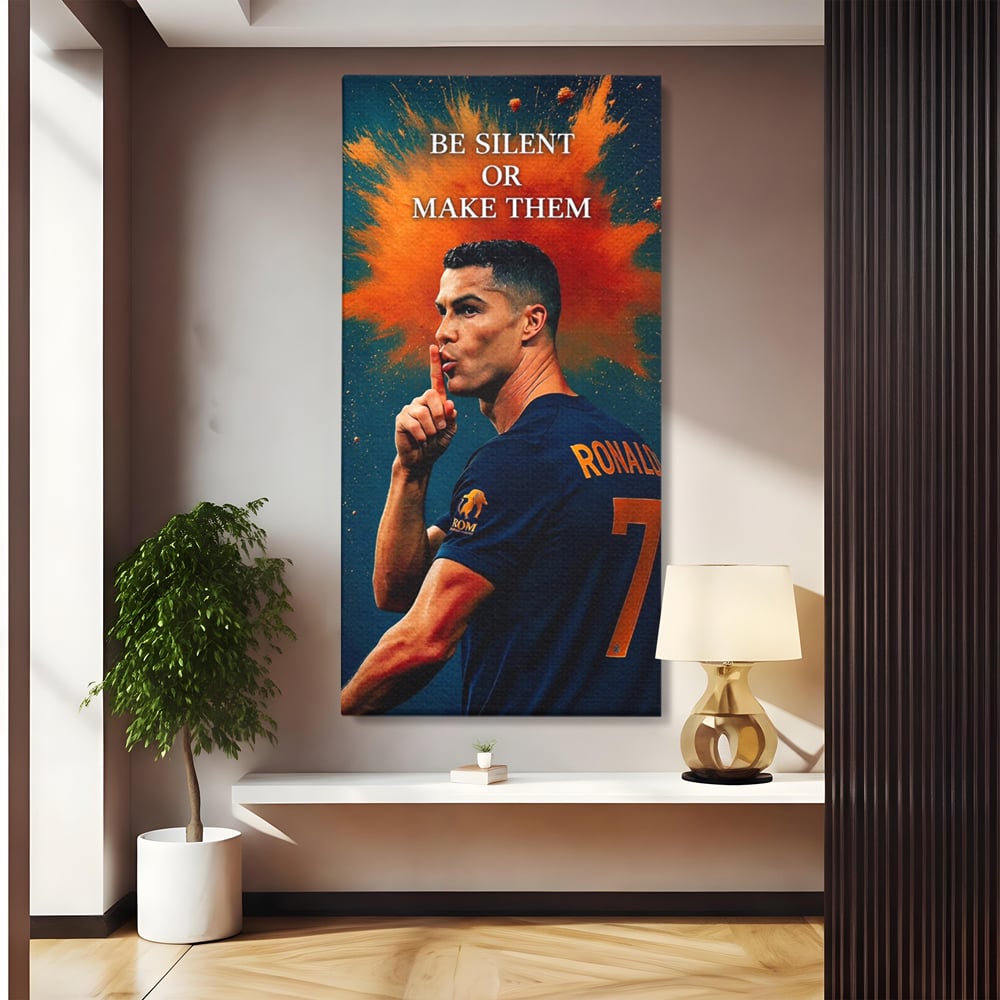 Tablou Canvas Premium, LuxCanva® Q1034, Suprematie Tacuta, Victorie, Ronaldo, Fotbal, Mesaj, Motivational, Succes, Campion, Birou, Dormitor