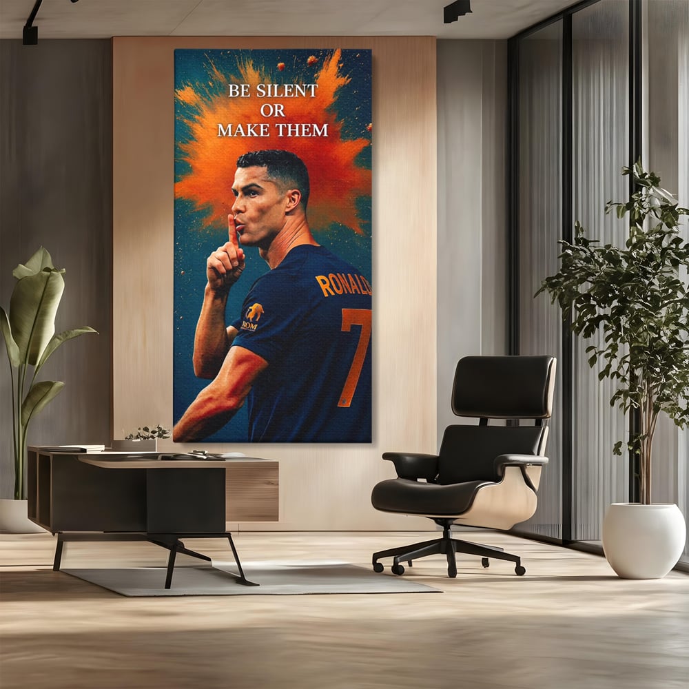 Tablou Canvas Premium, LuxCanva® Q1034, Suprematie Tacuta, Victorie, Ronaldo, Fotbal, Mesaj, Motivational, Succes, Campion, Birou, Dormitor