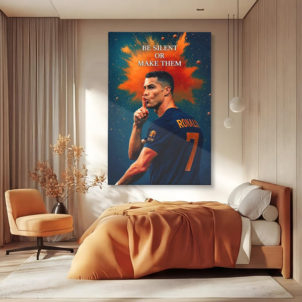 Tablou Canvas Premium, LuxCanva® Q1034, Suprematie Tacuta, Victorie, Ronaldo, Fotbal, Mesaj, Motivational, Succes, Campion, Birou, Dormitor