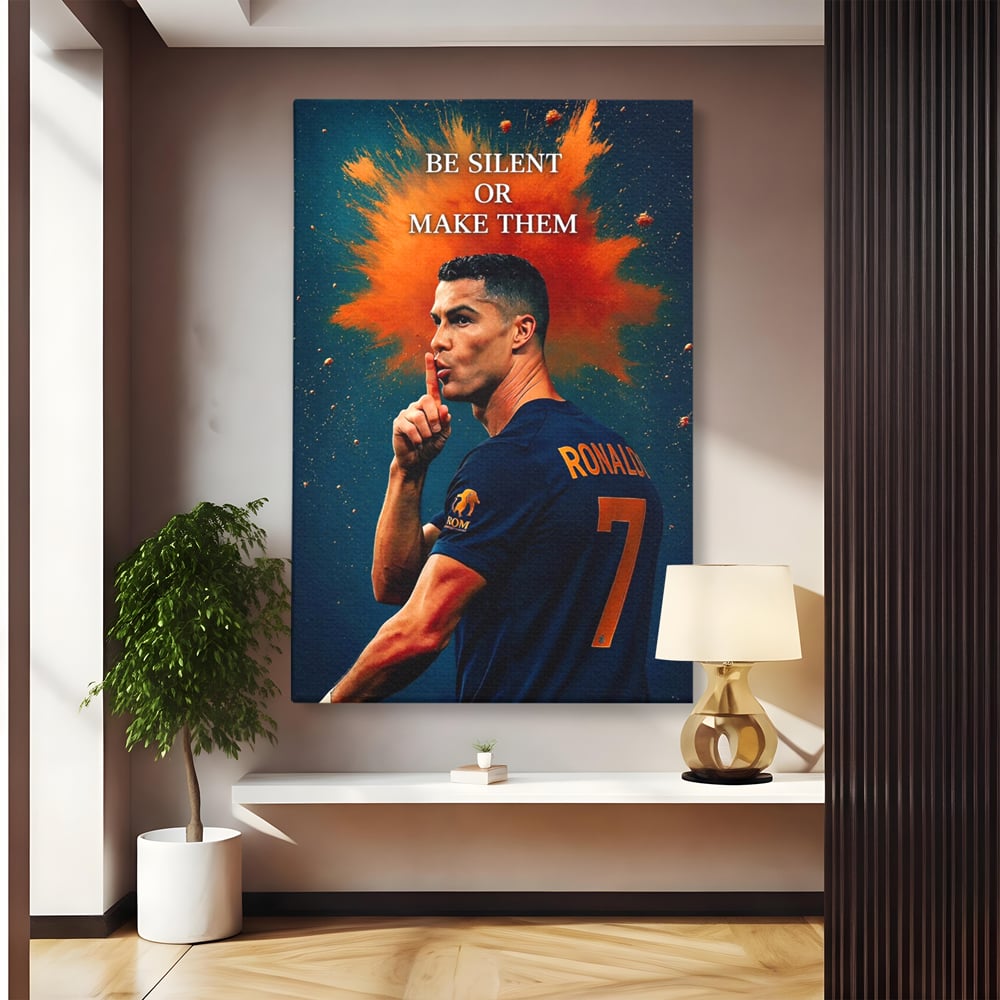 Tablou Canvas Premium, LuxCanva® Q1034, Suprematie Tacuta, Victorie, Ronaldo, Fotbal, Mesaj, Motivational, Succes, Campion, Birou, Dormitor