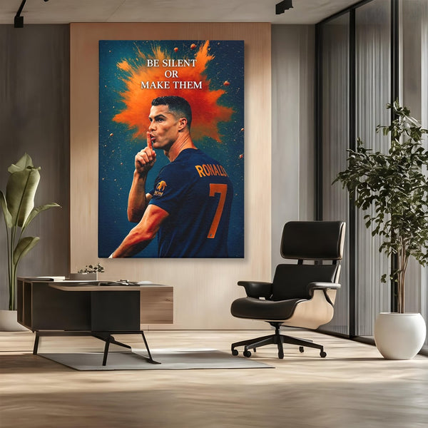 Tablou Canvas Premium, LuxCanva® Q1034, Suprematie Tacuta, Victorie, Ronaldo, Fotbal, Mesaj, Motivational, Succes, Campion, Birou, Dormitor