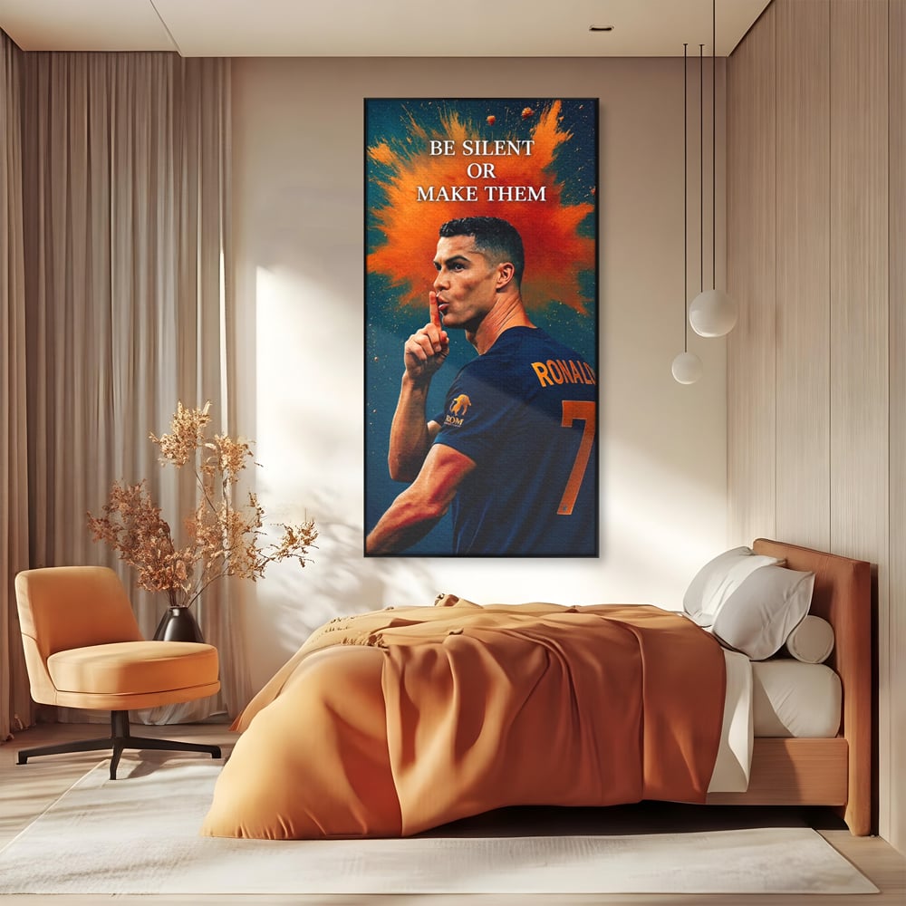 Tablou Canvas Premium, LuxCanva® Q1034, Suprematie Tacuta, Victorie, Ronaldo, Fotbal, Mesaj, Motivational, Succes, Campion, Birou, Dormitor