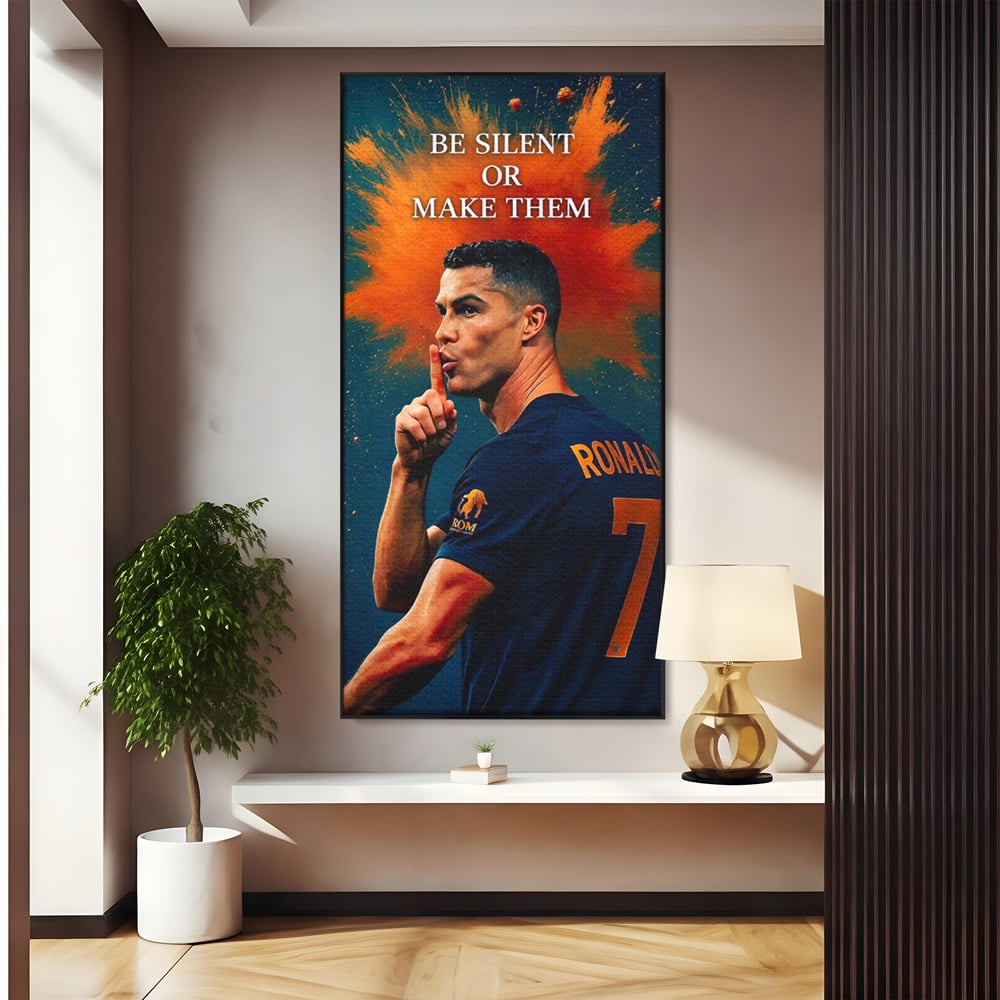 Tablou Canvas Premium, LuxCanva® Q1034, Suprematie Tacuta, Victorie, Ronaldo, Fotbal, Mesaj, Motivational, Succes, Campion, Birou, Dormitor