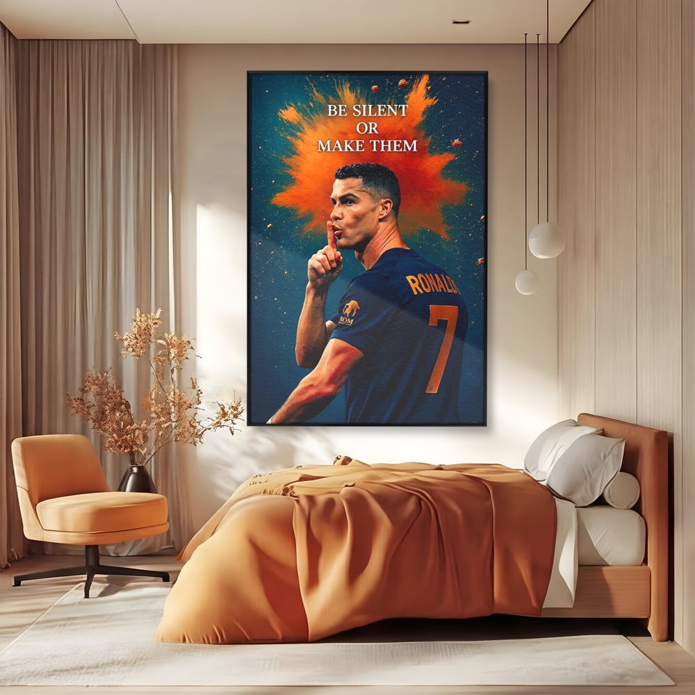 Tablou Canvas Premium, LuxCanva® Q1034, Suprematie Tacuta, Victorie, Ronaldo, Fotbal, Mesaj, Motivational, Succes, Campion, Birou, Dormitor