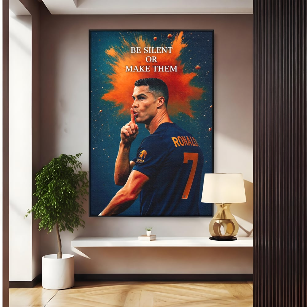 Tablou Canvas Premium, LuxCanva® Q1034, Suprematie Tacuta, Victorie, Ronaldo, Fotbal, Mesaj, Motivational, Succes, Campion, Birou, Dormitor