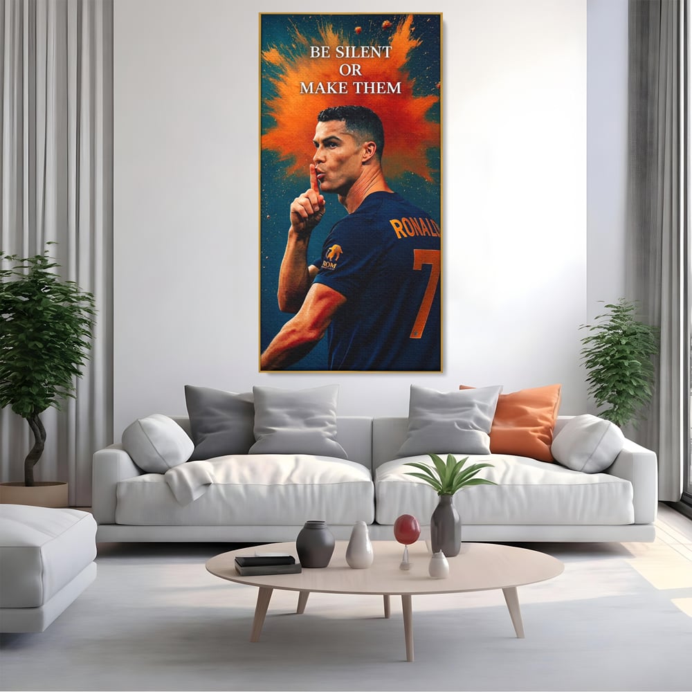 Tablou Canvas Premium, LuxCanva® Q1034, Suprematie Tacuta, Victorie, Ronaldo, Fotbal, Mesaj, Motivational, Succes, Campion, Birou, Dormitor