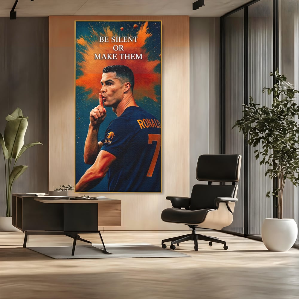 Tablou Canvas Premium, LuxCanva® Q1034, Suprematie Tacuta, Victorie, Ronaldo, Fotbal, Mesaj, Motivational, Succes, Campion, Birou, Dormitor