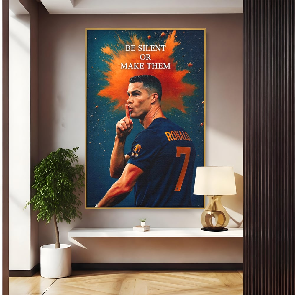Tablou Canvas Premium, LuxCanva® Q1034, Suprematie Tacuta, Victorie, Ronaldo, Fotbal, Mesaj, Motivational, Succes, Campion, Birou, Dormitor